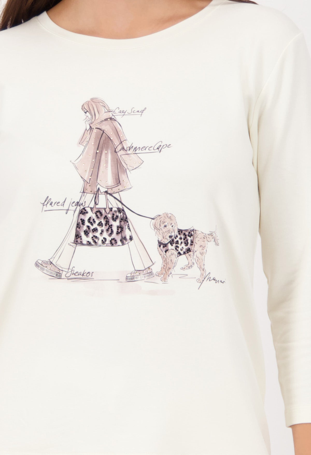 T-shirt with rhinestone design