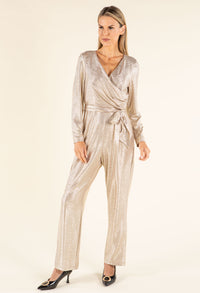Metallic Tie-Waist Jumpsuit