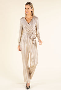 Metallic Tie-Waist Jumpsuit