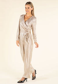 Metallic Tie-Waist Jumpsuit