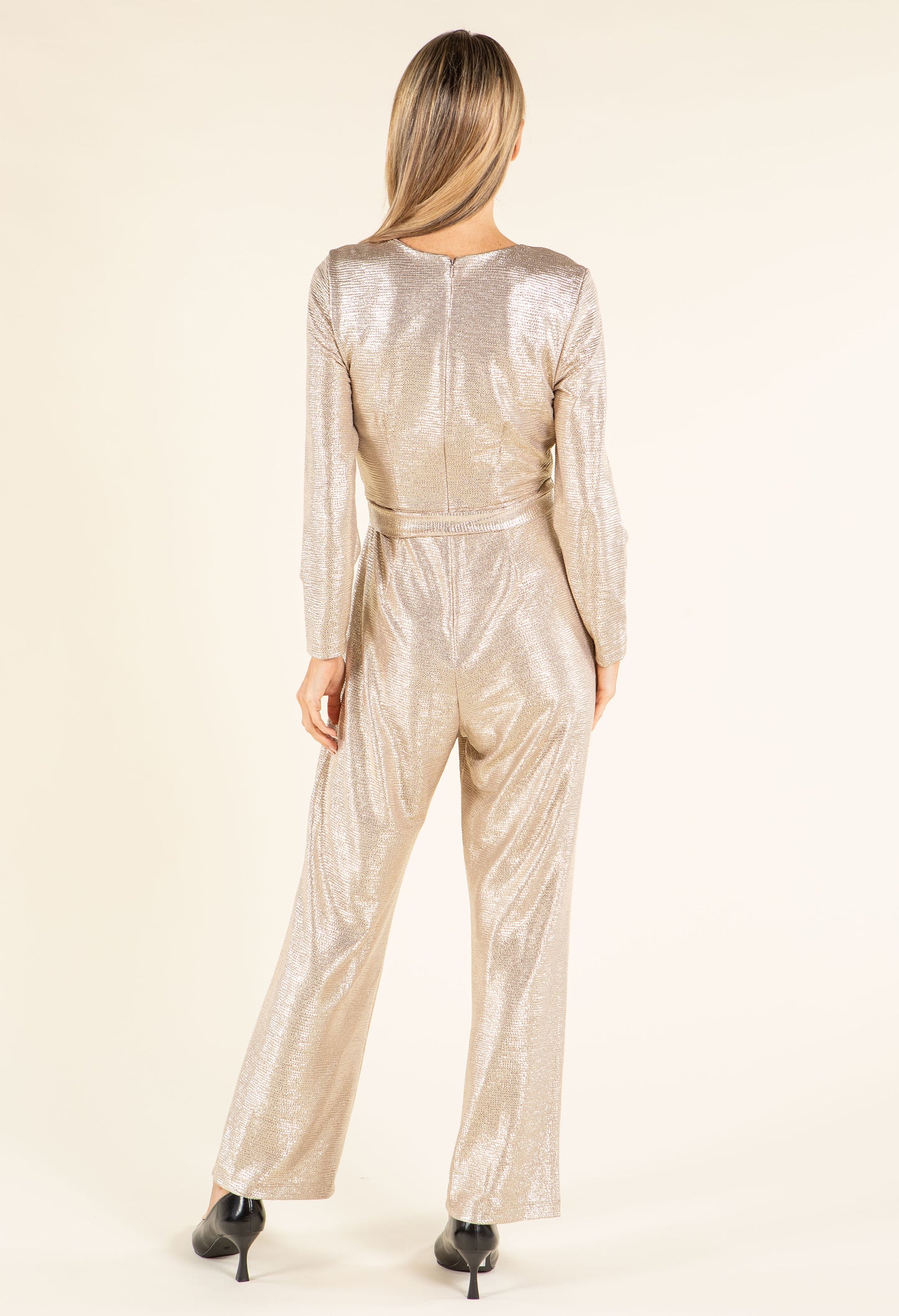 Metallic Tie-Waist Jumpsuit