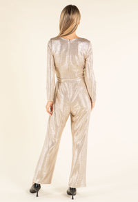 Metallic Tie-Waist Jumpsuit