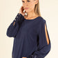 Glimmer Touch Slit-Sleeve Top