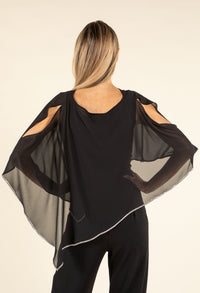 Rhinestone Trim Chiffon Poncho