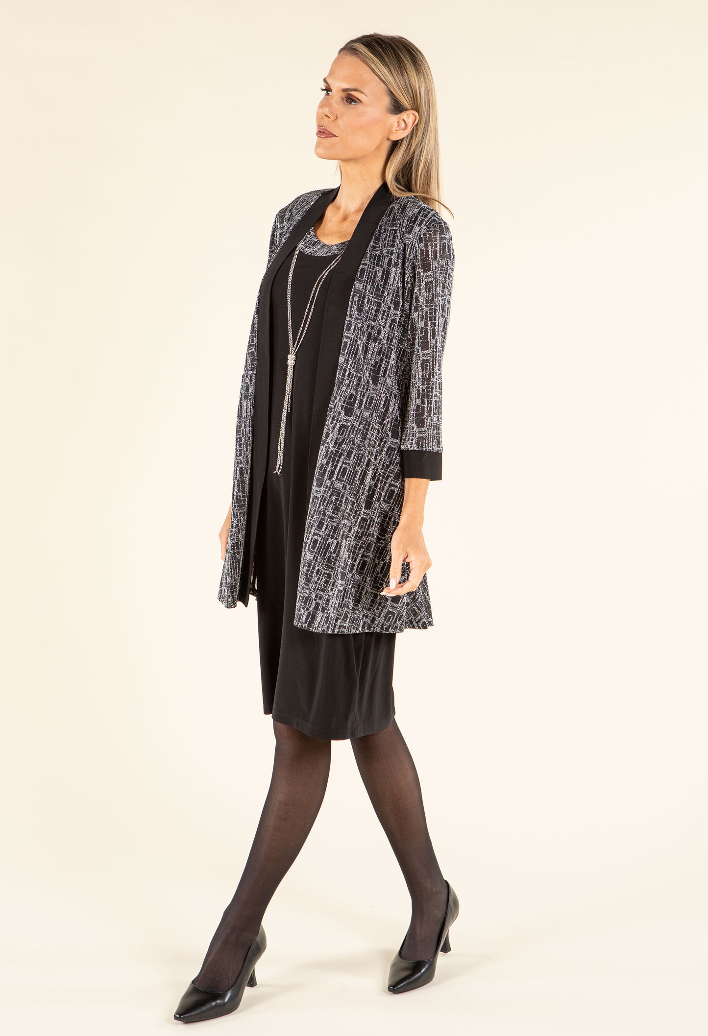 Metallic Knit Jacket & Dress Set
