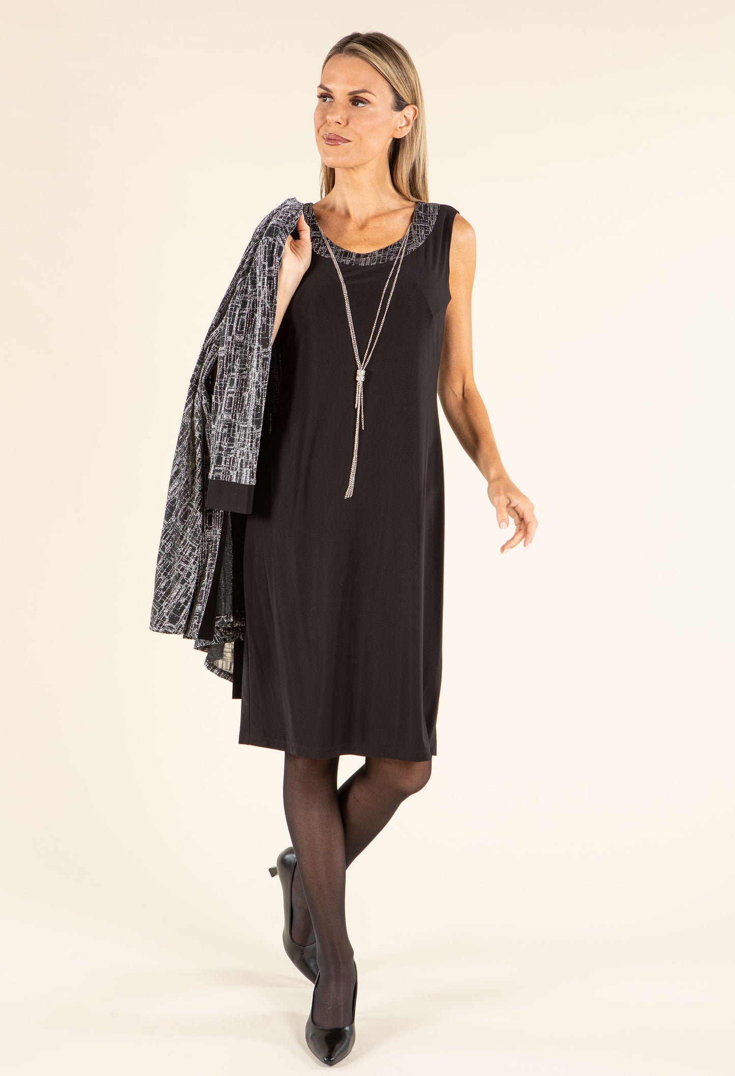 Metallic Knit Jacket & Dress Set