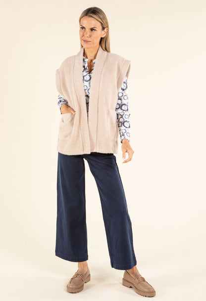 Fluffy Knit Open Vest