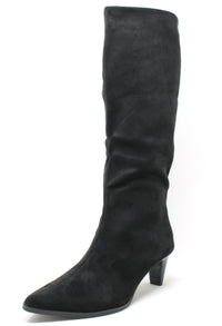 Black knee-high boot on a white background