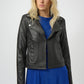 Foiled Faux Suede Jacket With Rhinestone