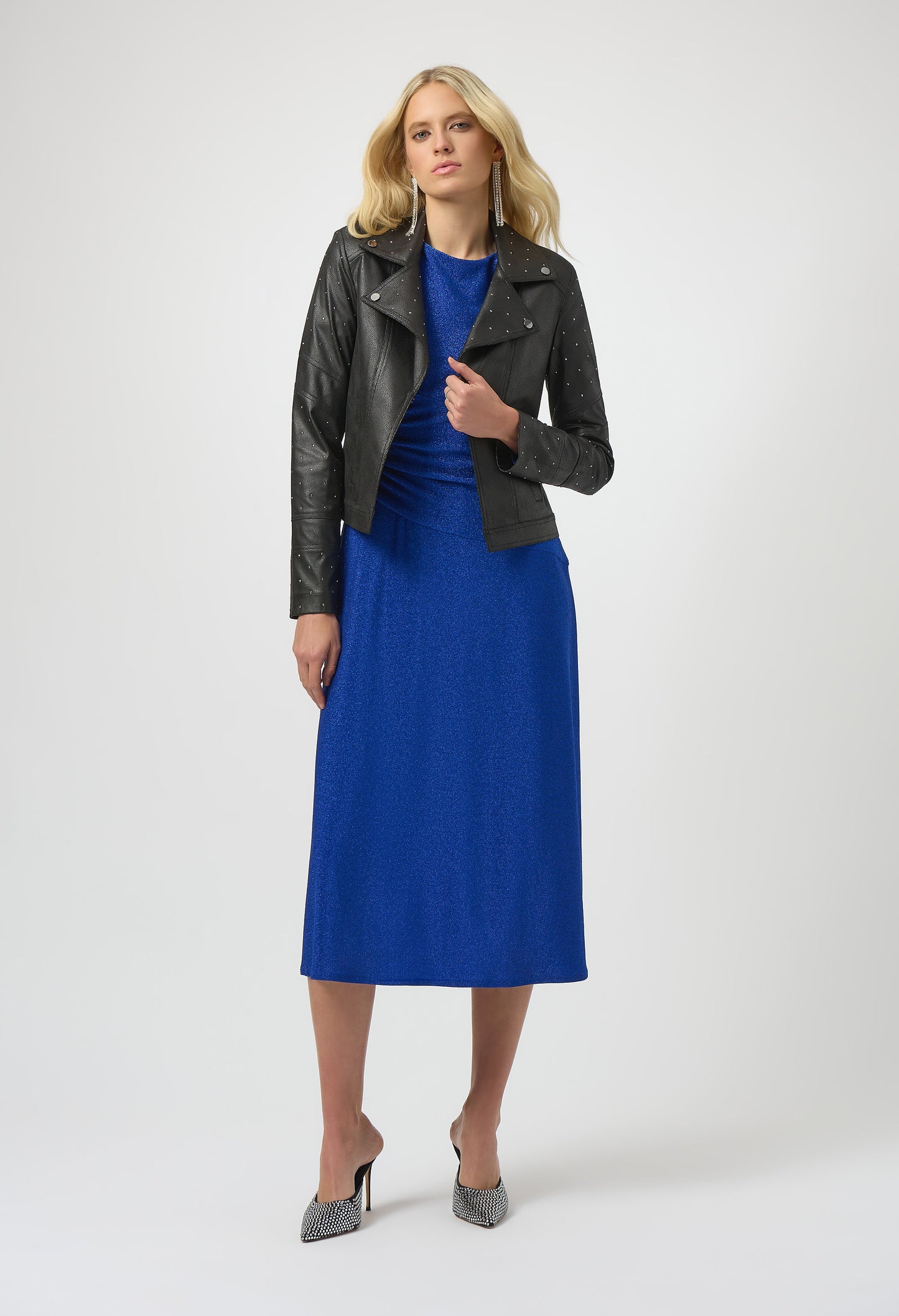 Foiled Faux Suede Jacket With Rhinestone