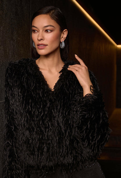 Faux Fur Open Front Jacket