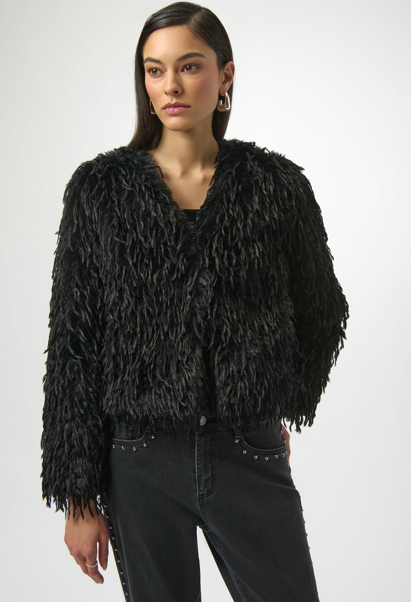 Faux Fur Open Front Jacket