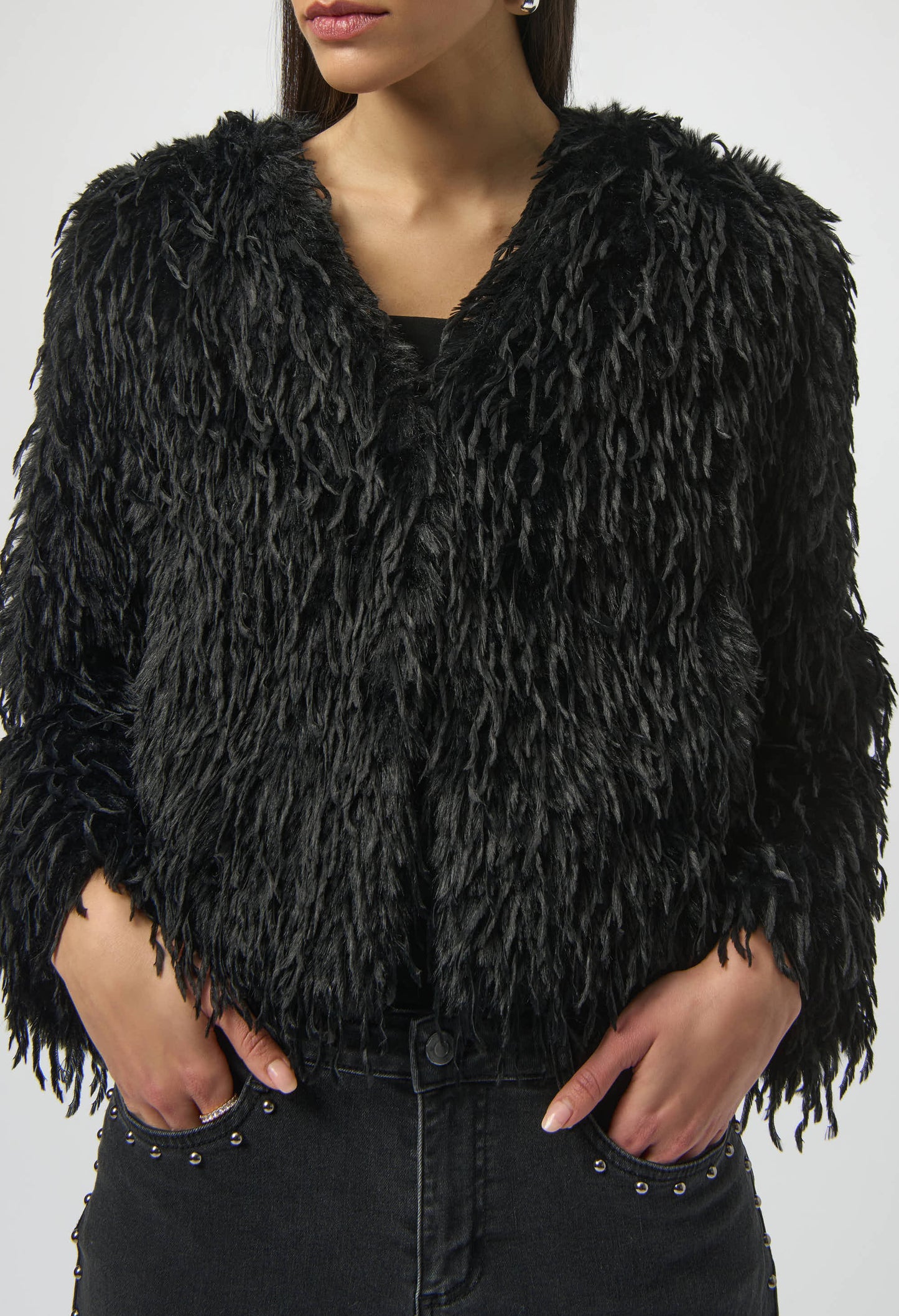 Faux Fur Open Front Jacket