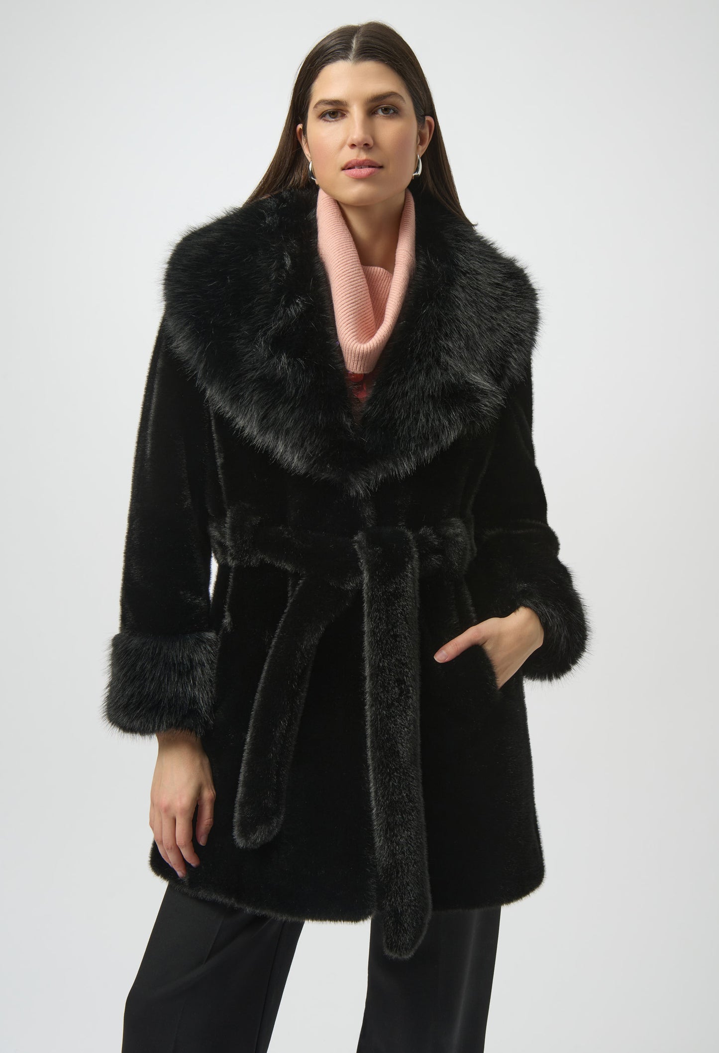 Faux Fur Coat With Belt