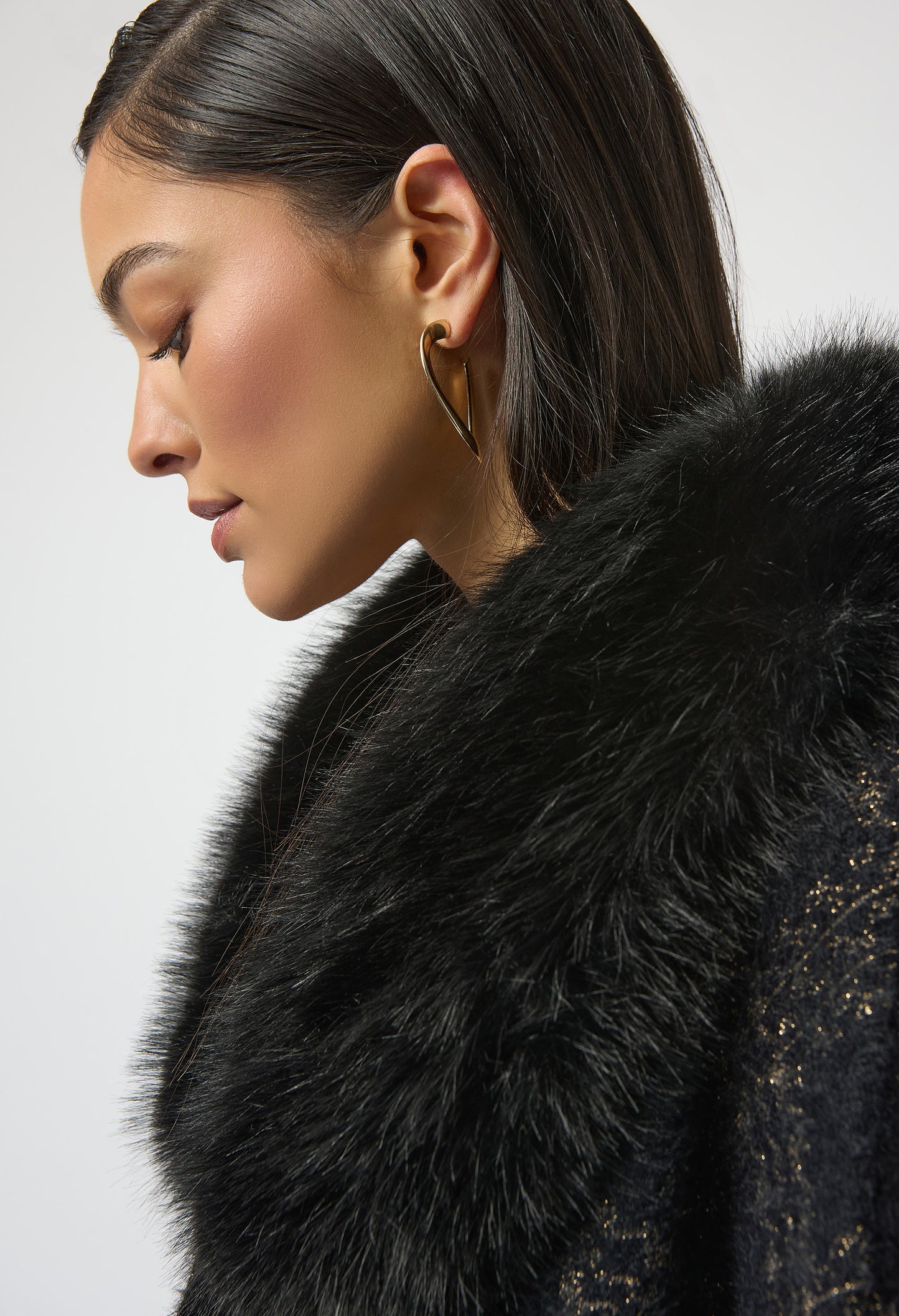 Plaid Fur Collar Coat