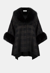 Plaid Fur Collar Coat