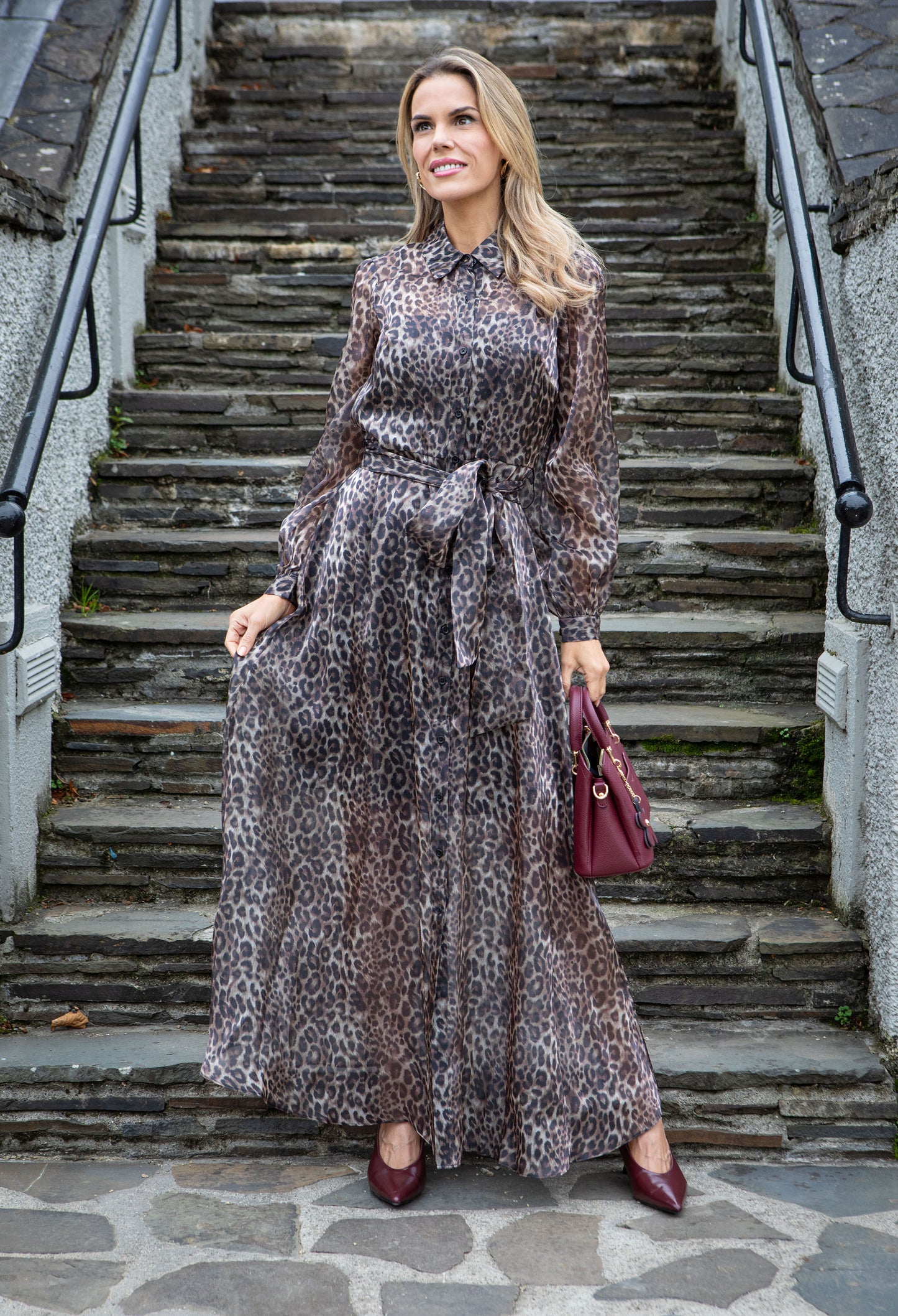 Leopard Maxi Shirt Dress