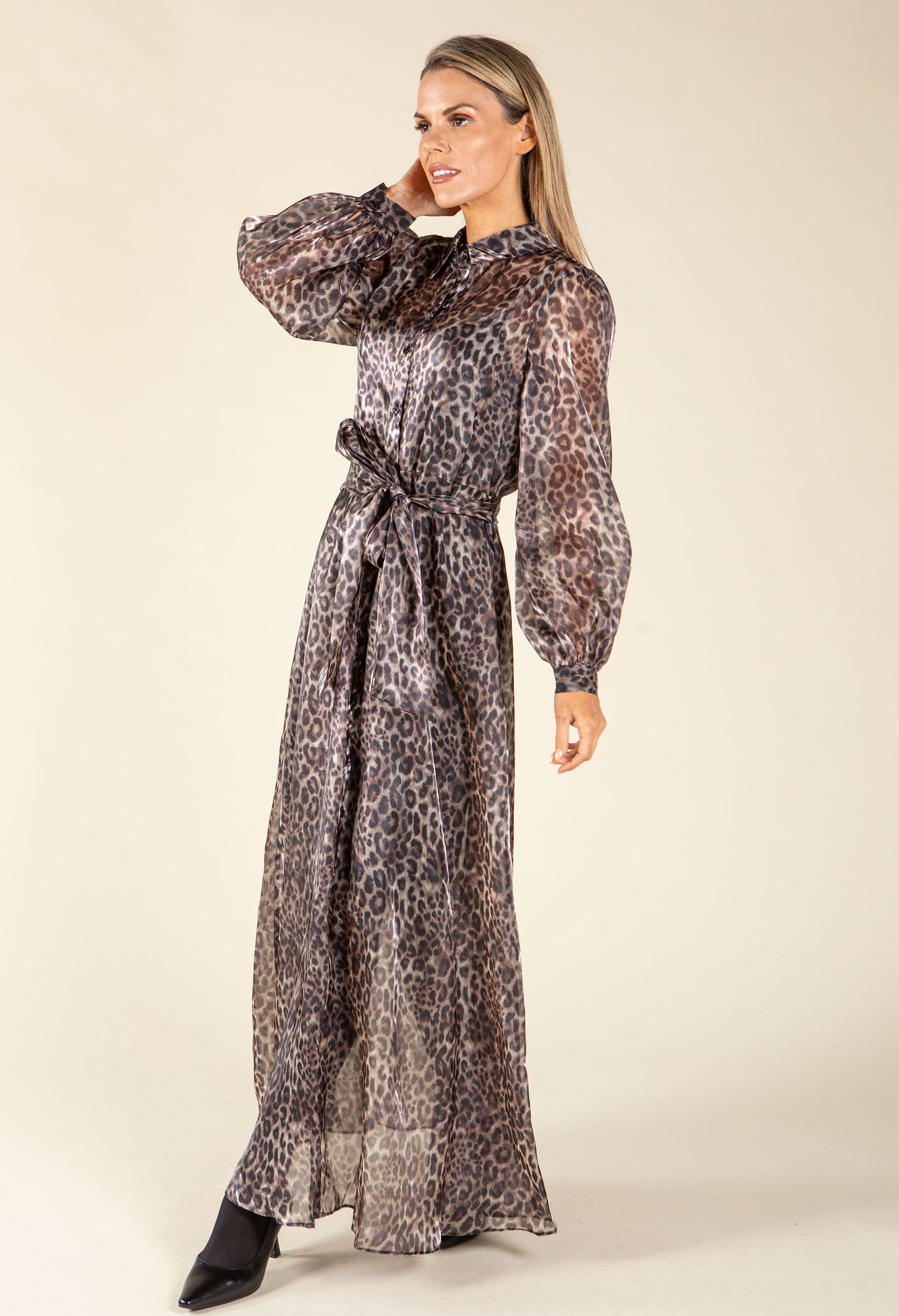 Leopard Maxi Shirt Dress