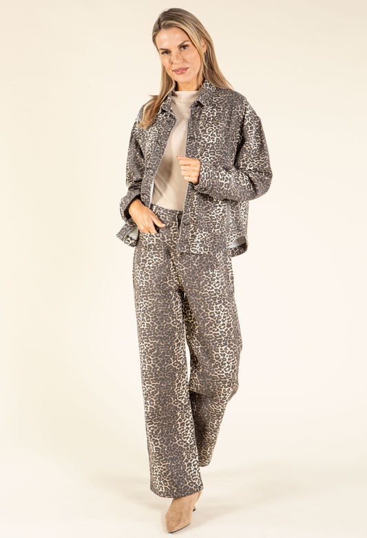 Leopard Print Denim Jacket