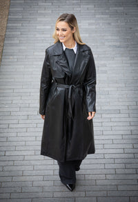 Faux Leather Trench Coat