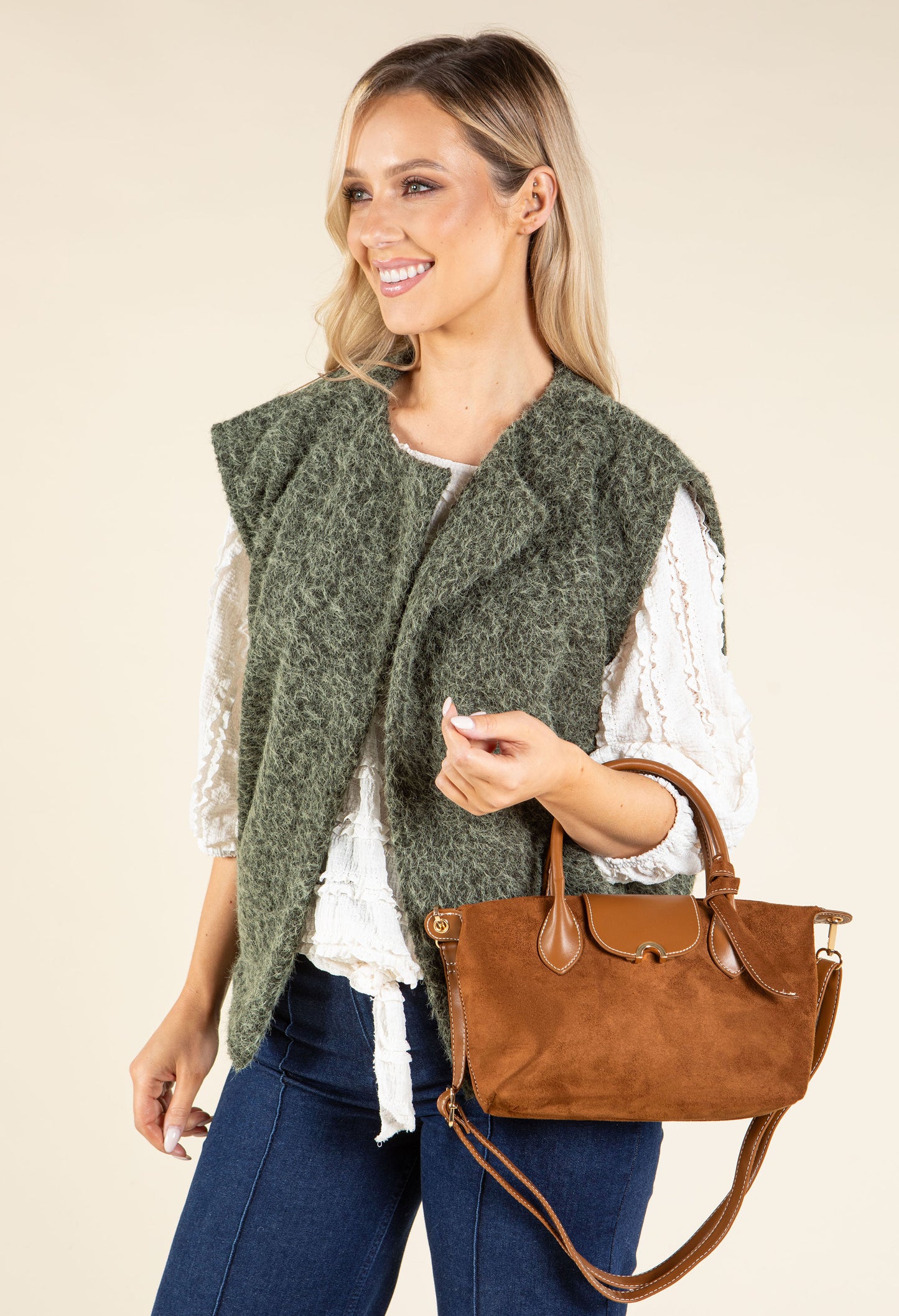 Faux Suede Mini Shopper Bag