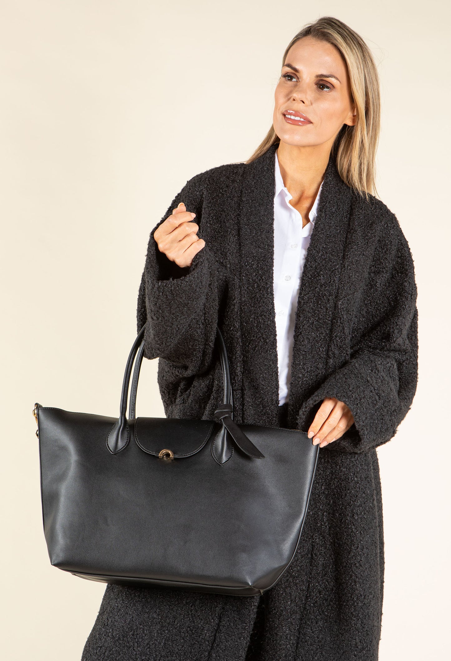 Faux Leather Shopper Bag