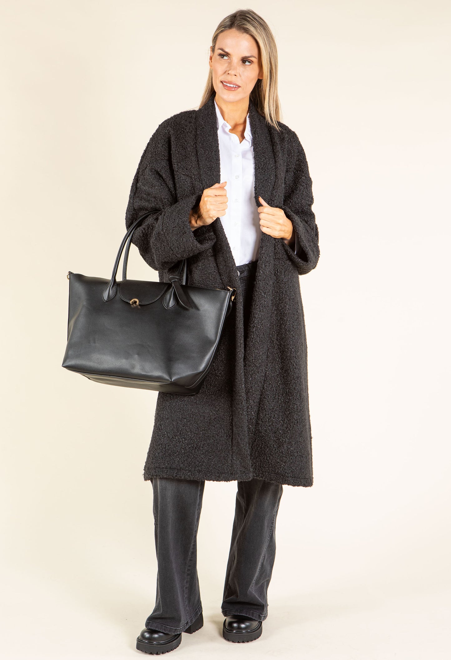 Faux Leather Shopper Bag