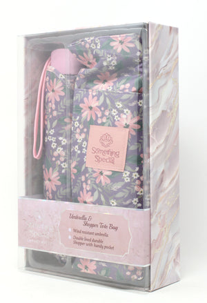 Umbrella & Shopper Tote Bag Set