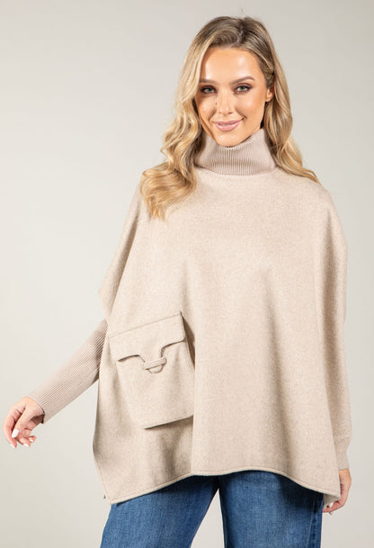 Wool blend poncho