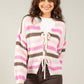Striped Tie Front Knit Cardigan