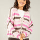 Striped Tie Front Knit Cardigan