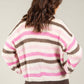 Striped Tie Front Knit Cardigan