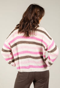 Striped Tie Front Knit Cardigan