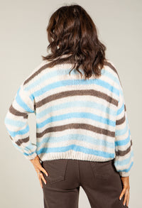 Striped Tie Front Knit Cardigan