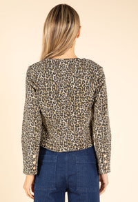 Cropped Leopard Denim Jacket