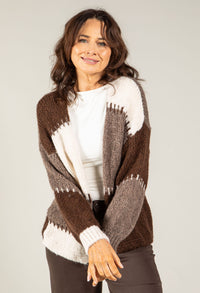 Patchwork Design Knit Cardigan