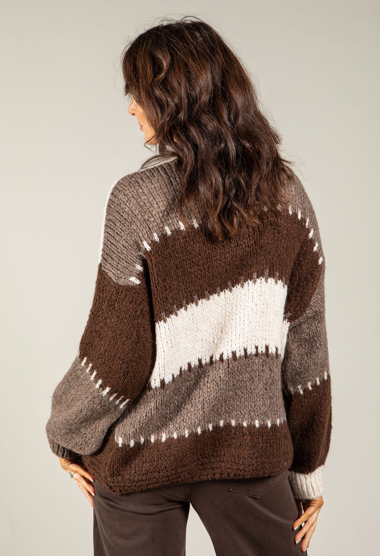 Patchwork Design Knit Cardigan