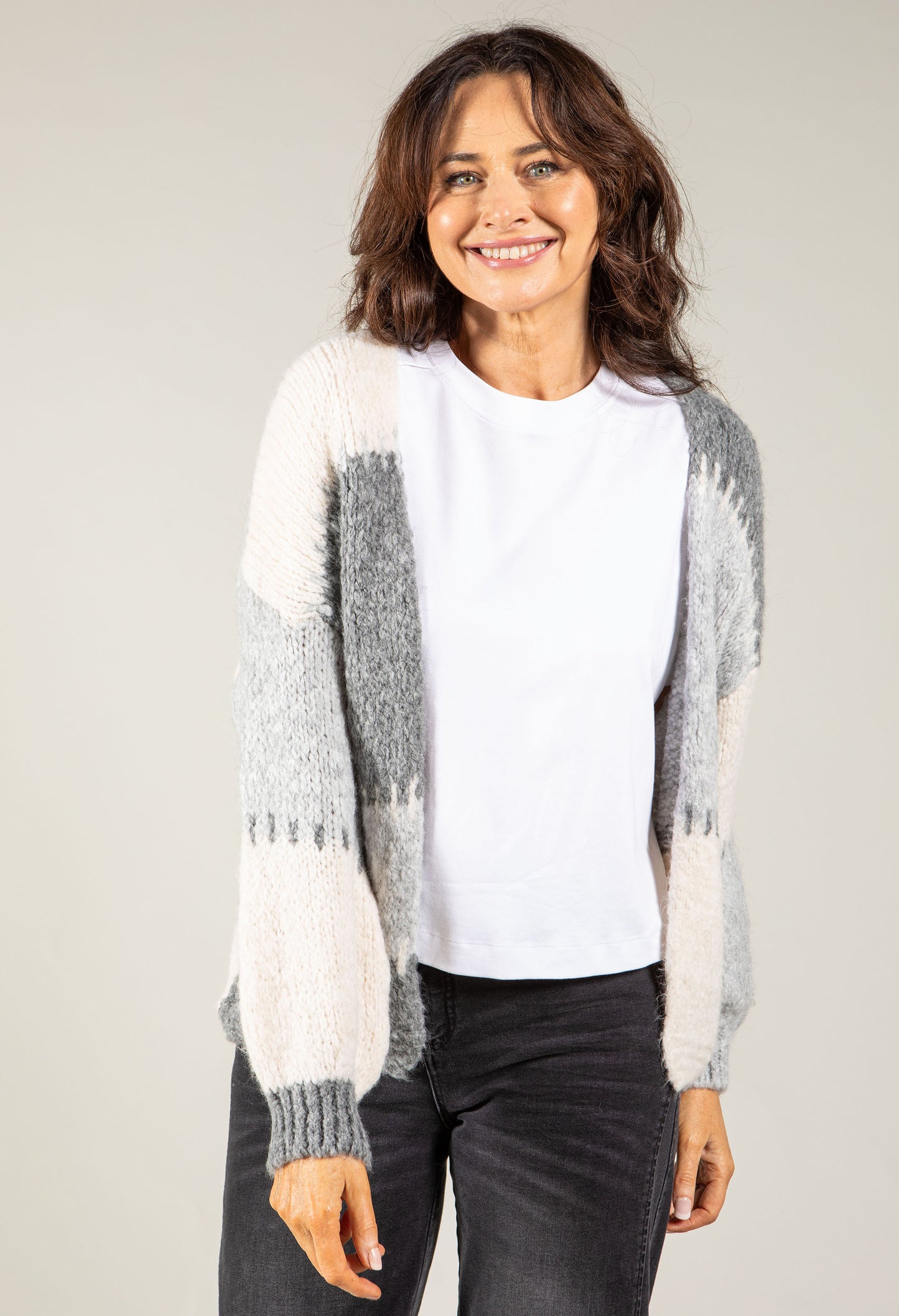 Patchwork Design Knit Cardigan