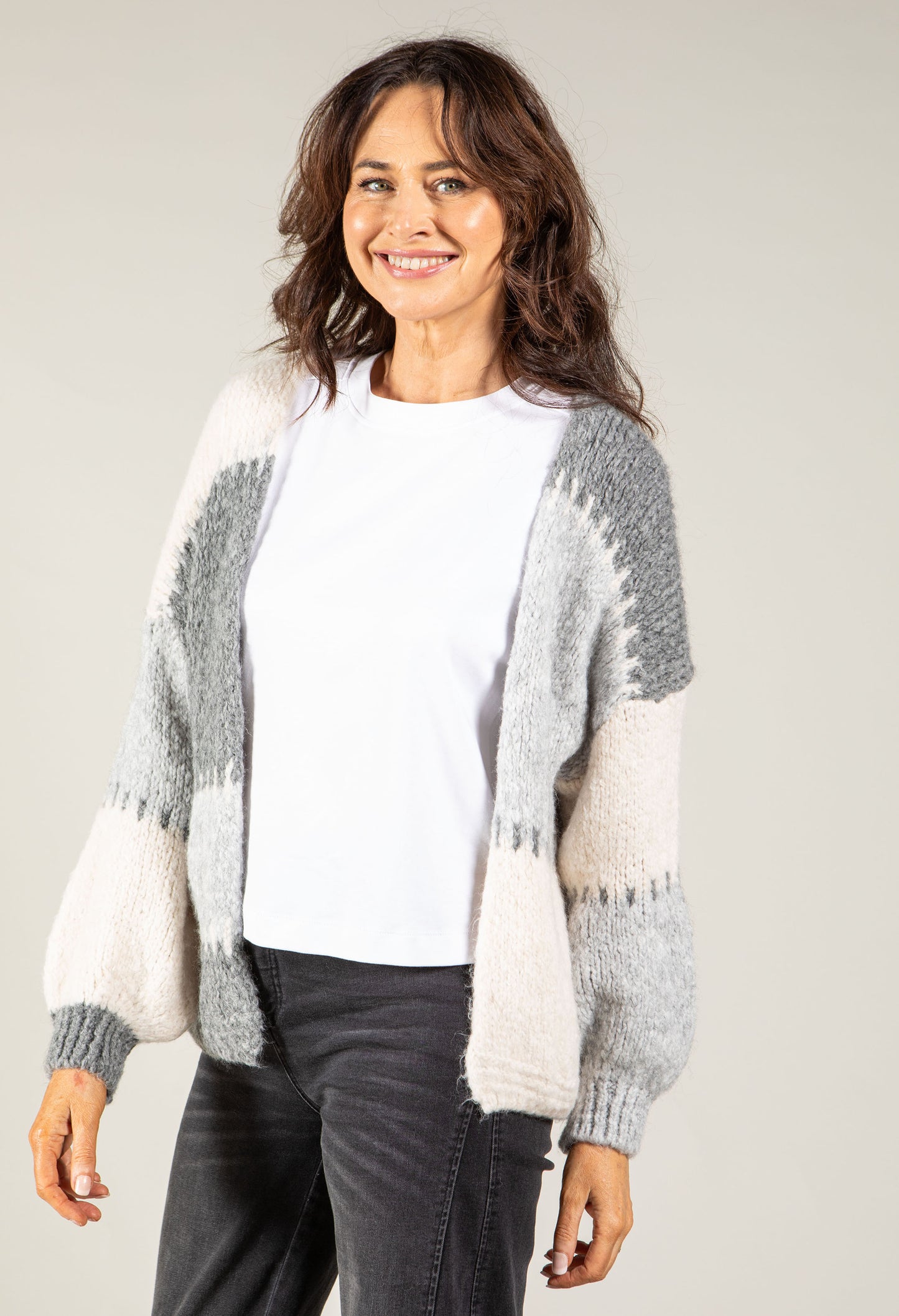 Patchwork Design Knit Cardigan