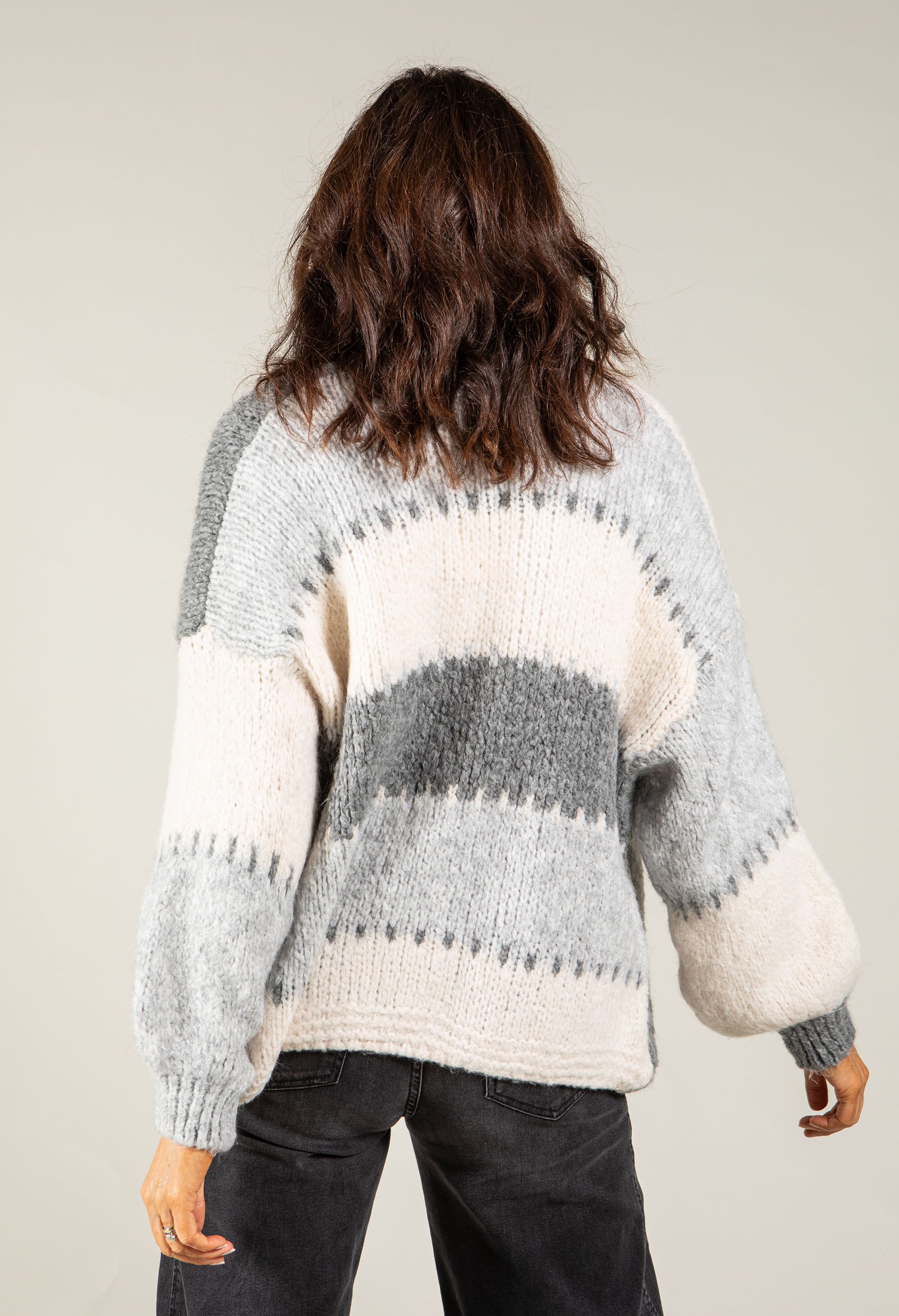 Patchwork Design Knit Cardigan