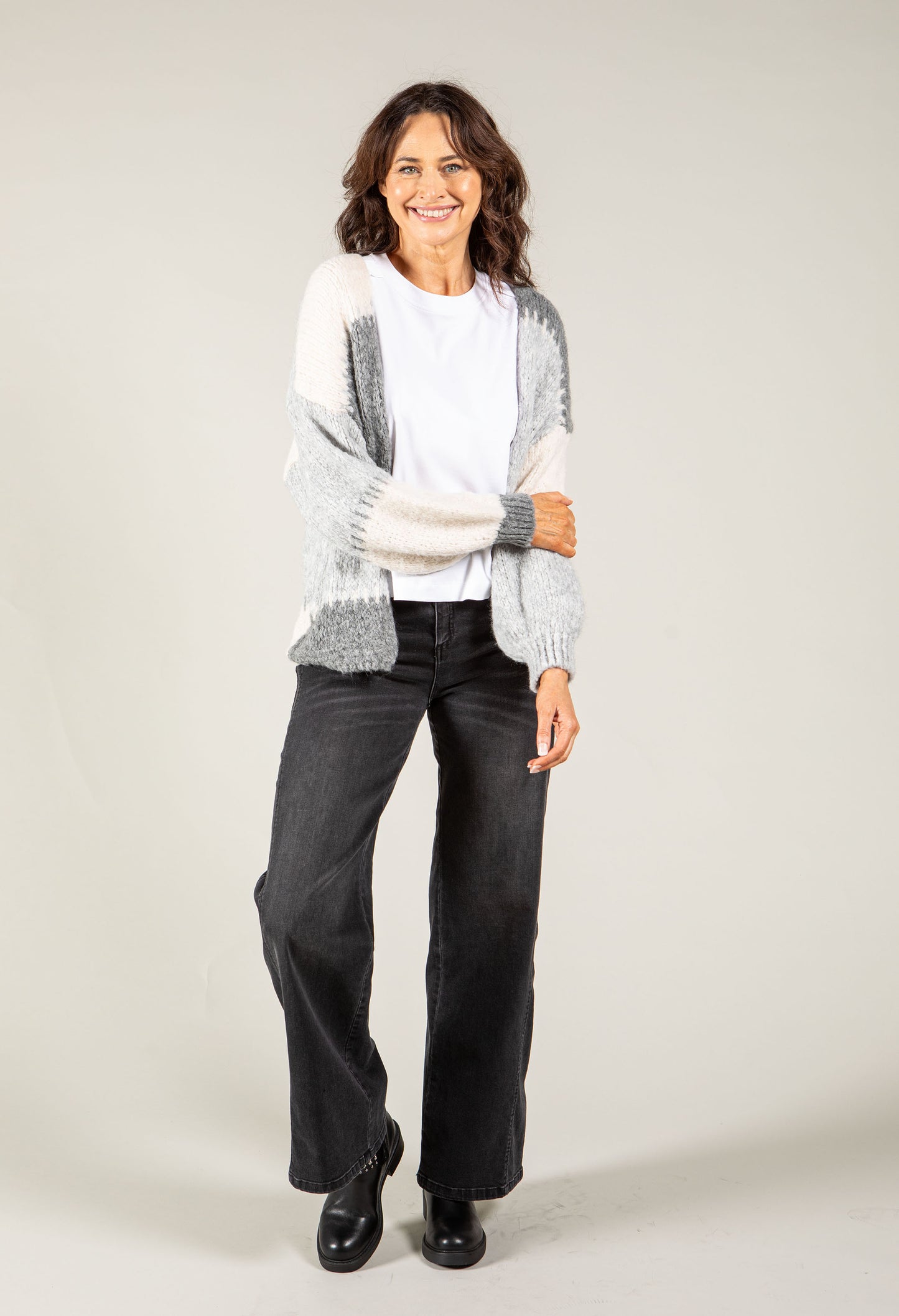 Patchwork Design Knit Cardigan