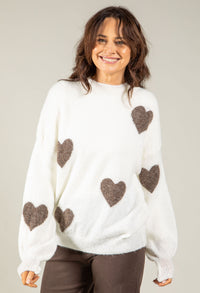 Love Heart Fluffy Knit Jumper