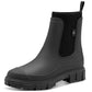 Black rubber boot on a white background