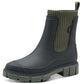 Green rubber boot with a white background