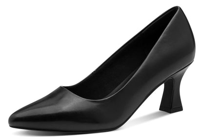Black high-heeled shoe on a white background