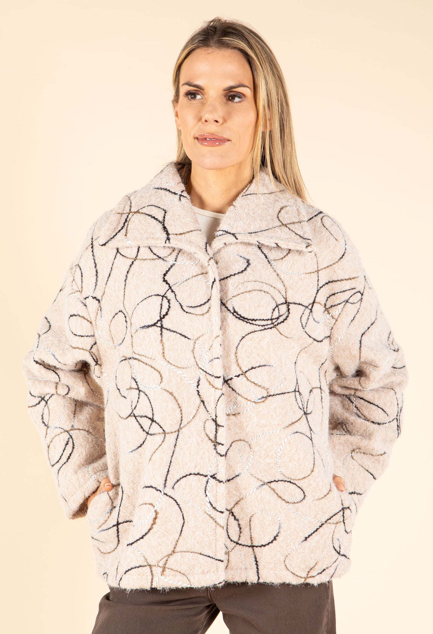 Rope Stitched Detail Woolen Jacket