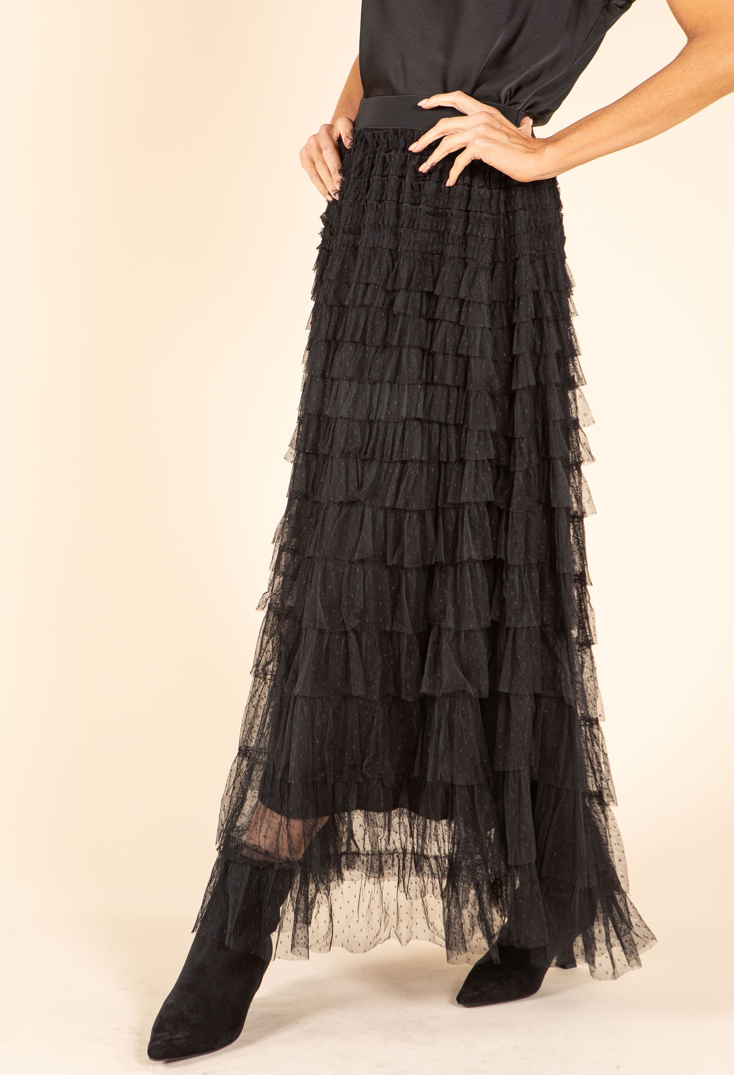 Dotted Layered Look Tulle Skirt