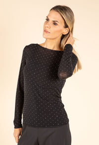 Sheer Cashmere Blend Diamante Top