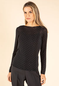 Sheer Cashmere Blend Diamante Top