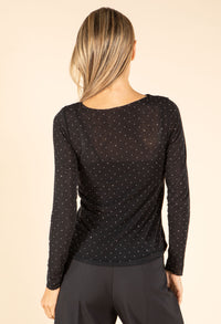 Sheer Cashmere Blend Diamante Top